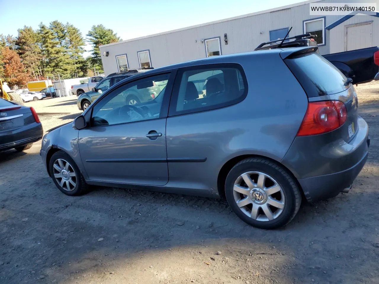 2008 Volkswagen Rabbit VIN: WVWBB71K98W140150 Lot: 77818614