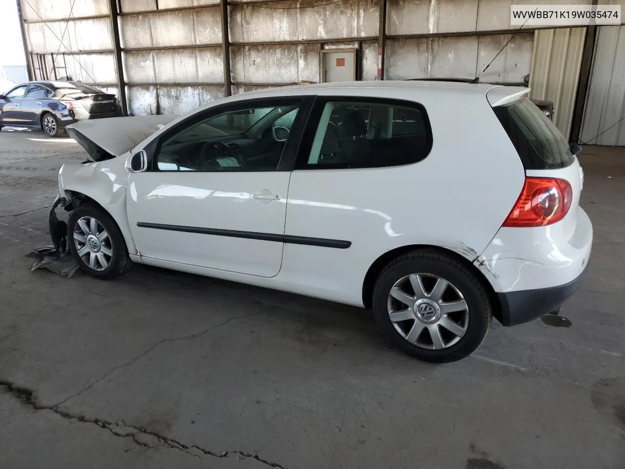 2009 Volkswagen Rabbit VIN: WVWBB71K19W035474 Lot: 70907064