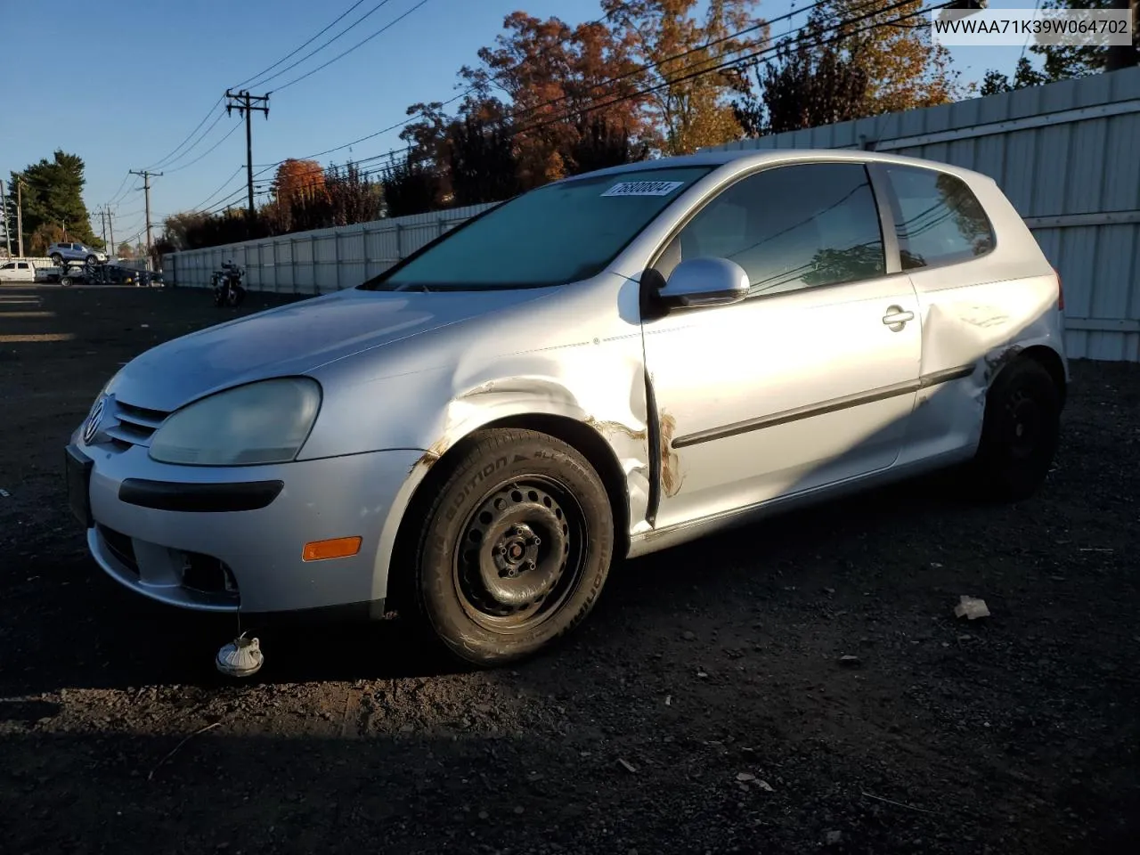 2009 Volkswagen Rabbit VIN: WVWAA71K39W064702 Lot: 76800804