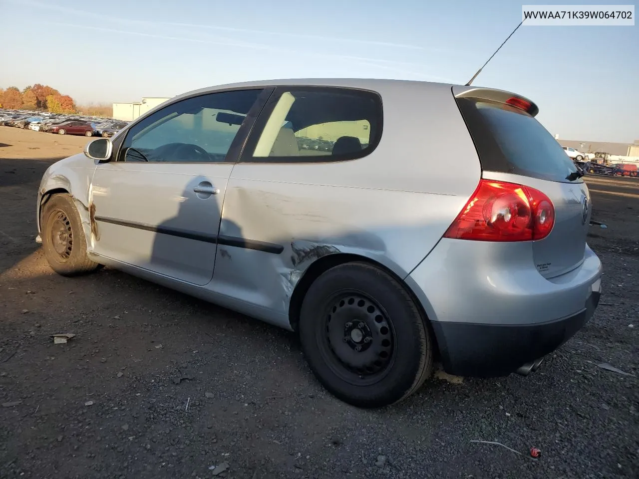 2009 Volkswagen Rabbit VIN: WVWAA71K39W064702 Lot: 76800804