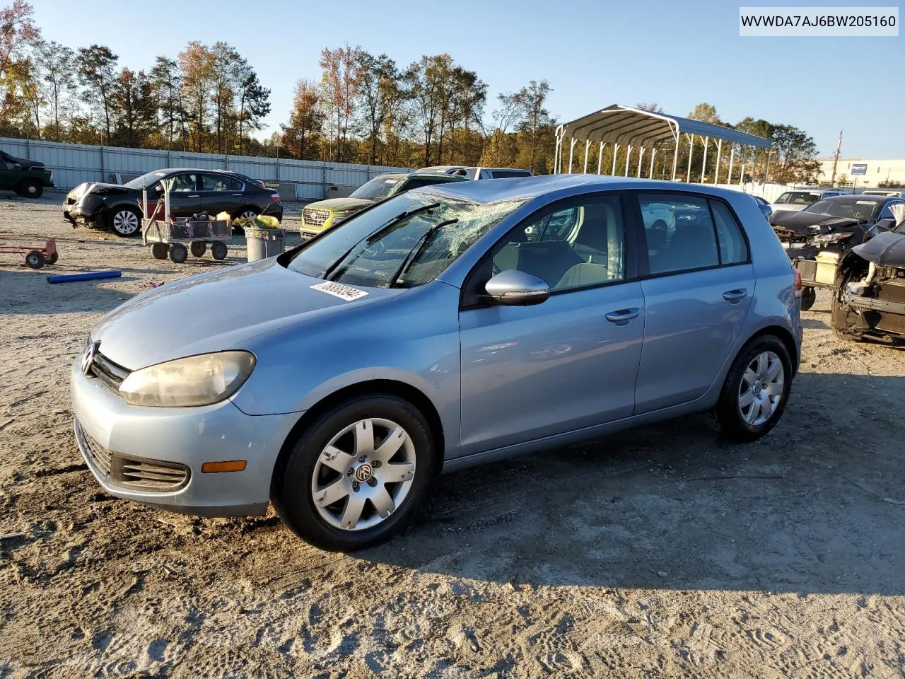 2011 Volkswagen Golf VIN: WVWDA7AJ6BW205160 Lot: 76888394