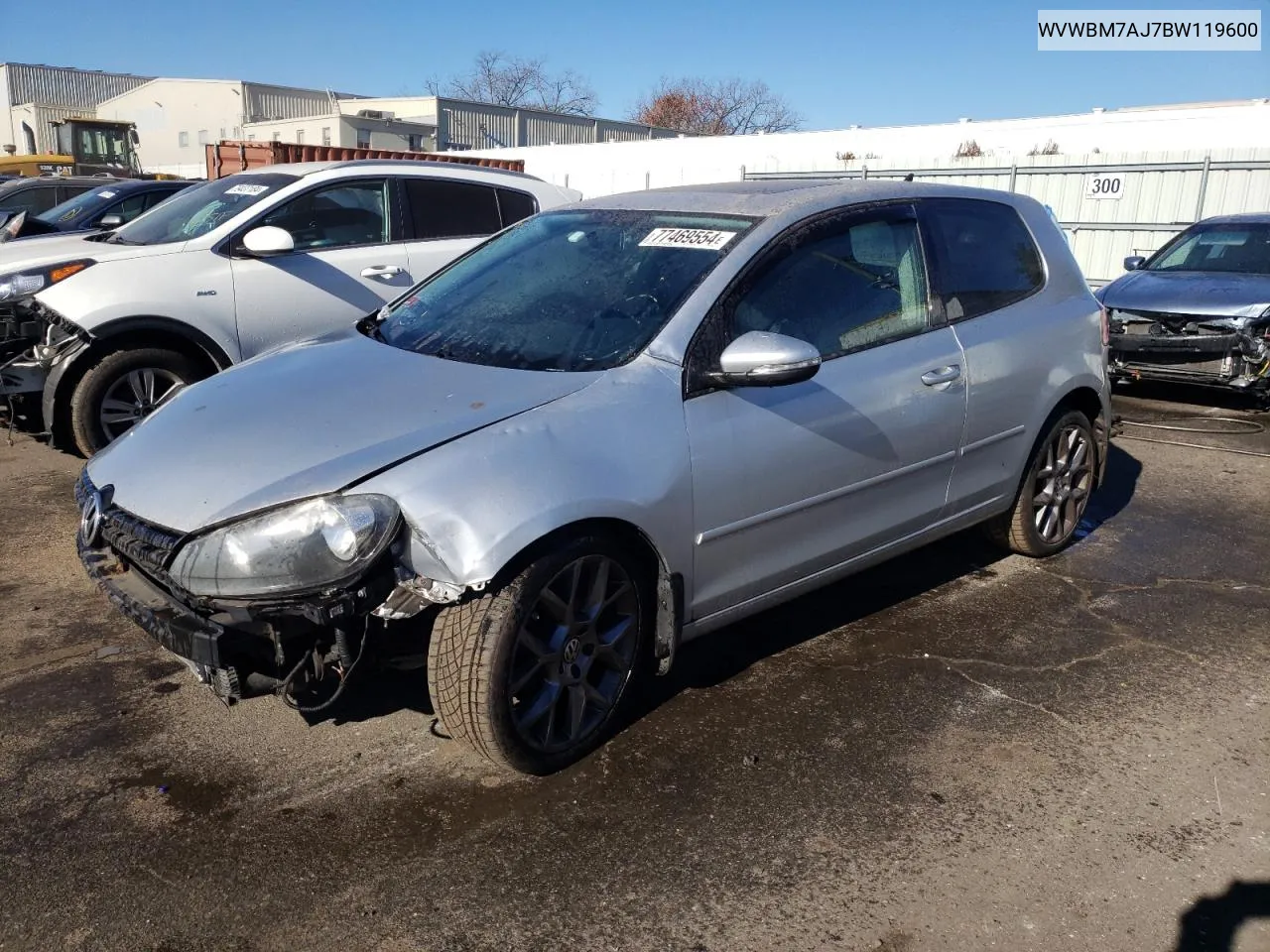 2011 Volkswagen Golf VIN: WVWBM7AJ7BW119600 Lot: 77469554