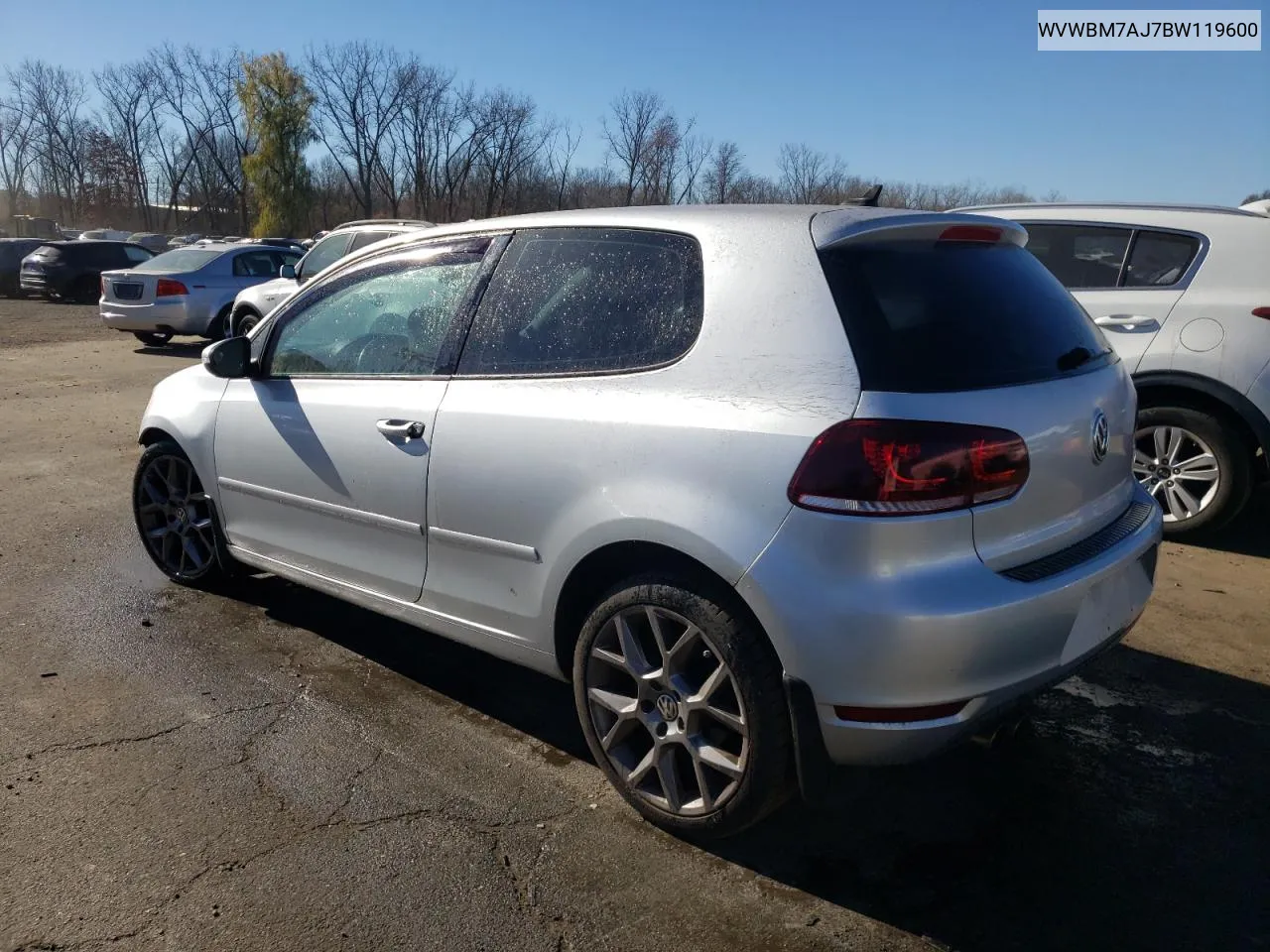 2011 Volkswagen Golf VIN: WVWBM7AJ7BW119600 Lot: 77469554