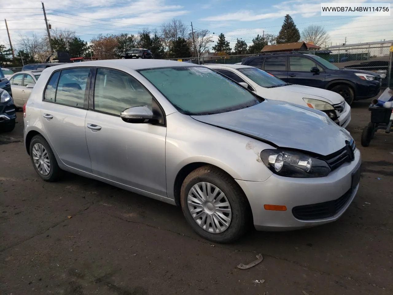 2011 Volkswagen Golf VIN: WVWDB7AJ4BW114756 Lot: 80064204