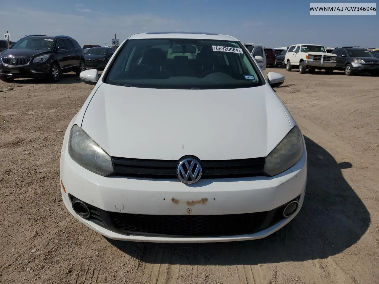 2012 Volkswagen Golf VIN: WVWNM7AJ7CW346946 Lot: 66920084