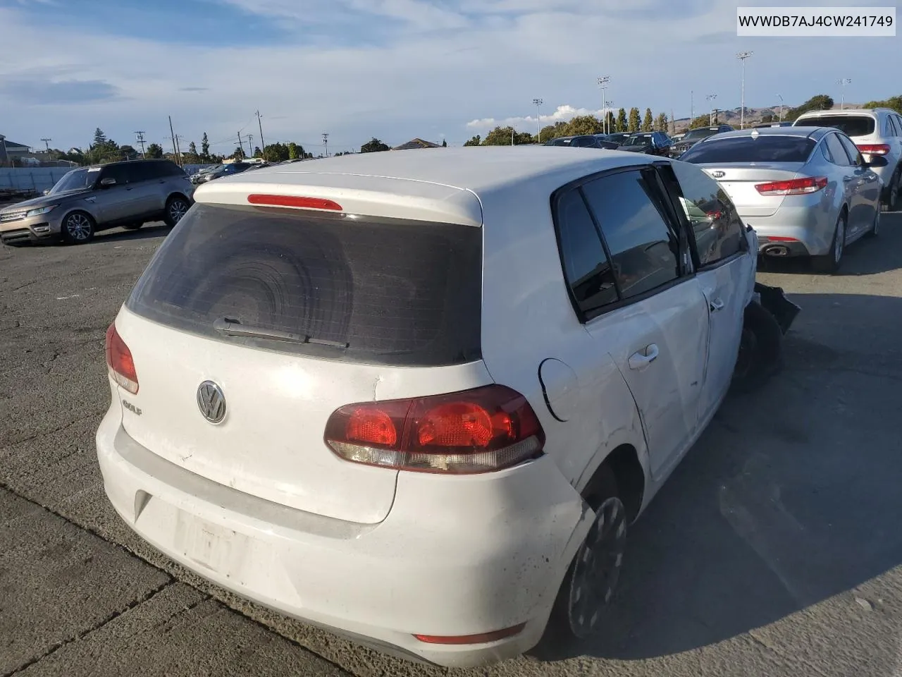 2012 Volkswagen Golf VIN: WVWDB7AJ4CW241749 Lot: 72277224