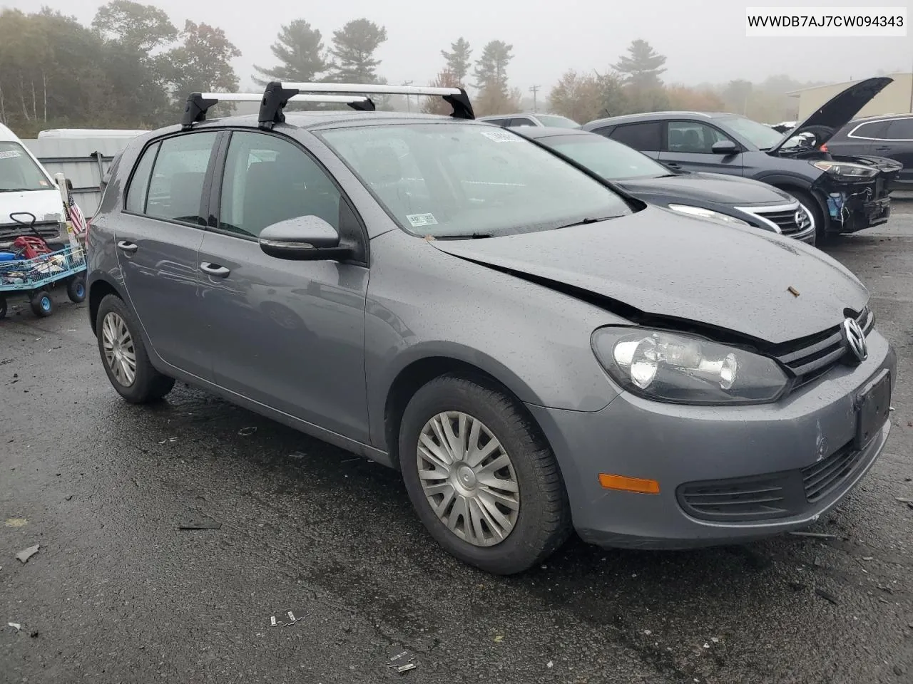 2012 Volkswagen Golf VIN: WVWDB7AJ7CW094343 Lot: 74990814