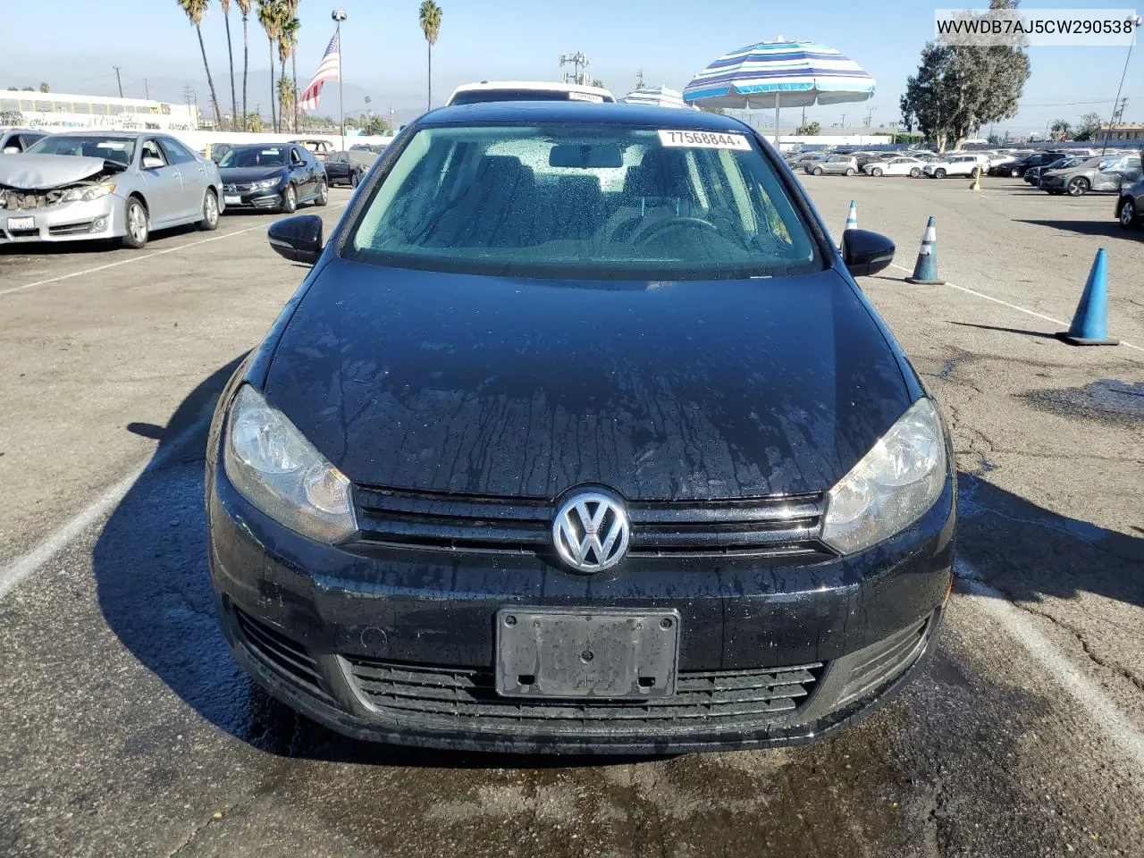 2012 Volkswagen Golf VIN: WVWDB7AJ5CW290538 Lot: 77568844