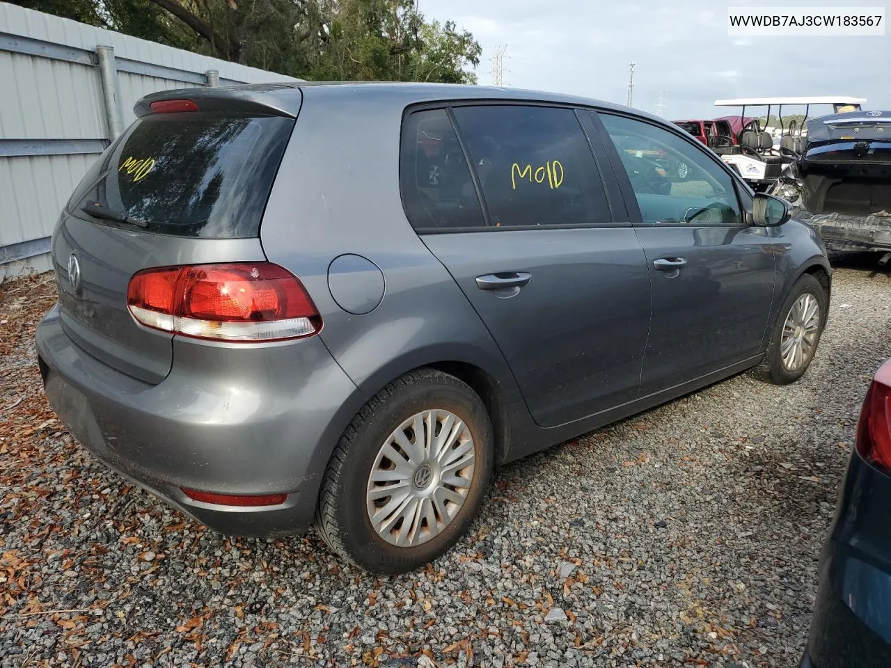 WVWDB7AJ3CW183567 2012 Volkswagen Golf