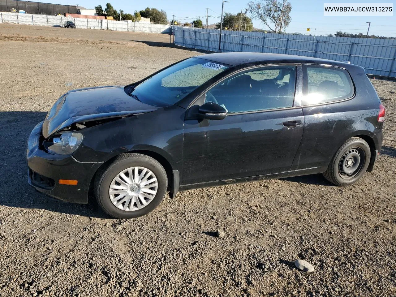 2012 Volkswagen Golf VIN: WVWBB7AJ6CW315275 Lot: 79931474