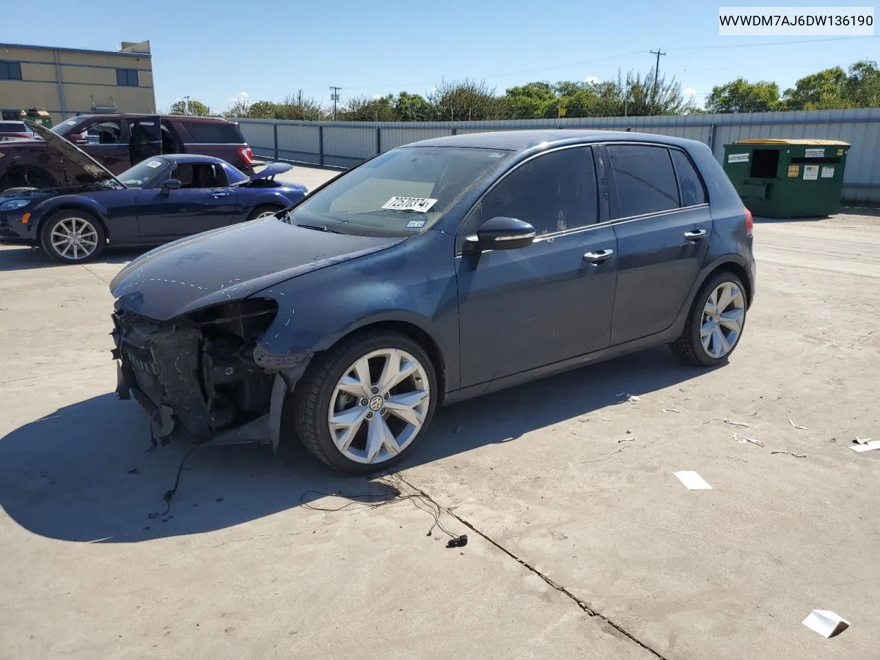 2013 Volkswagen Golf VIN: WVWDM7AJ6DW136190 Lot: 72570374