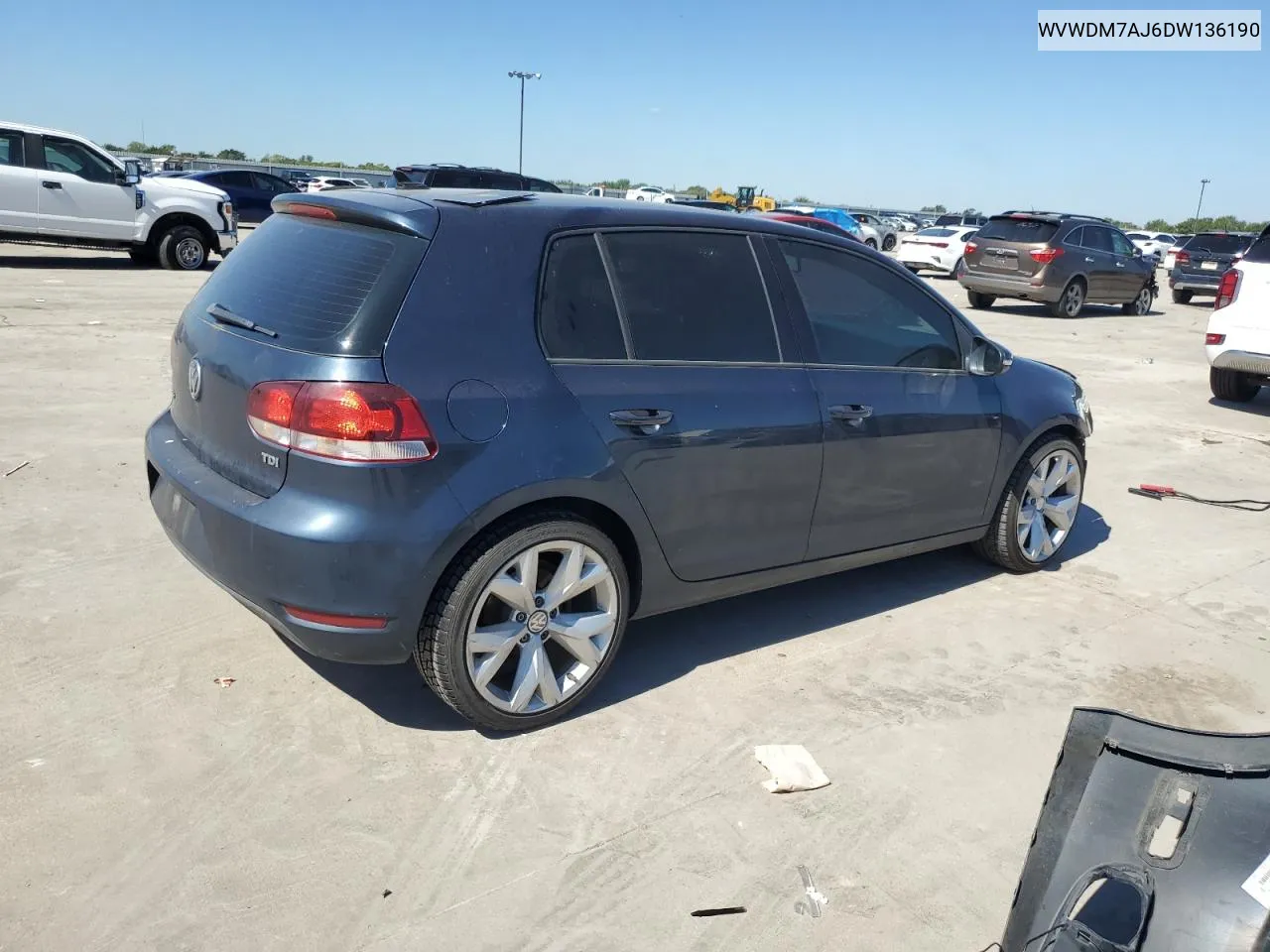 2013 Volkswagen Golf VIN: WVWDM7AJ6DW136190 Lot: 72570374