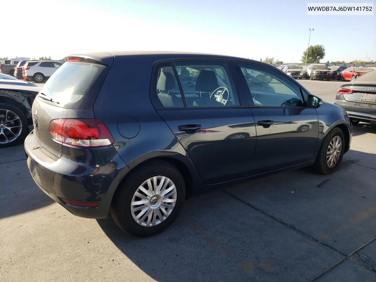 2013 Volkswagen Golf VIN: WVWDB7AJ6DW141752 Lot: 75061034