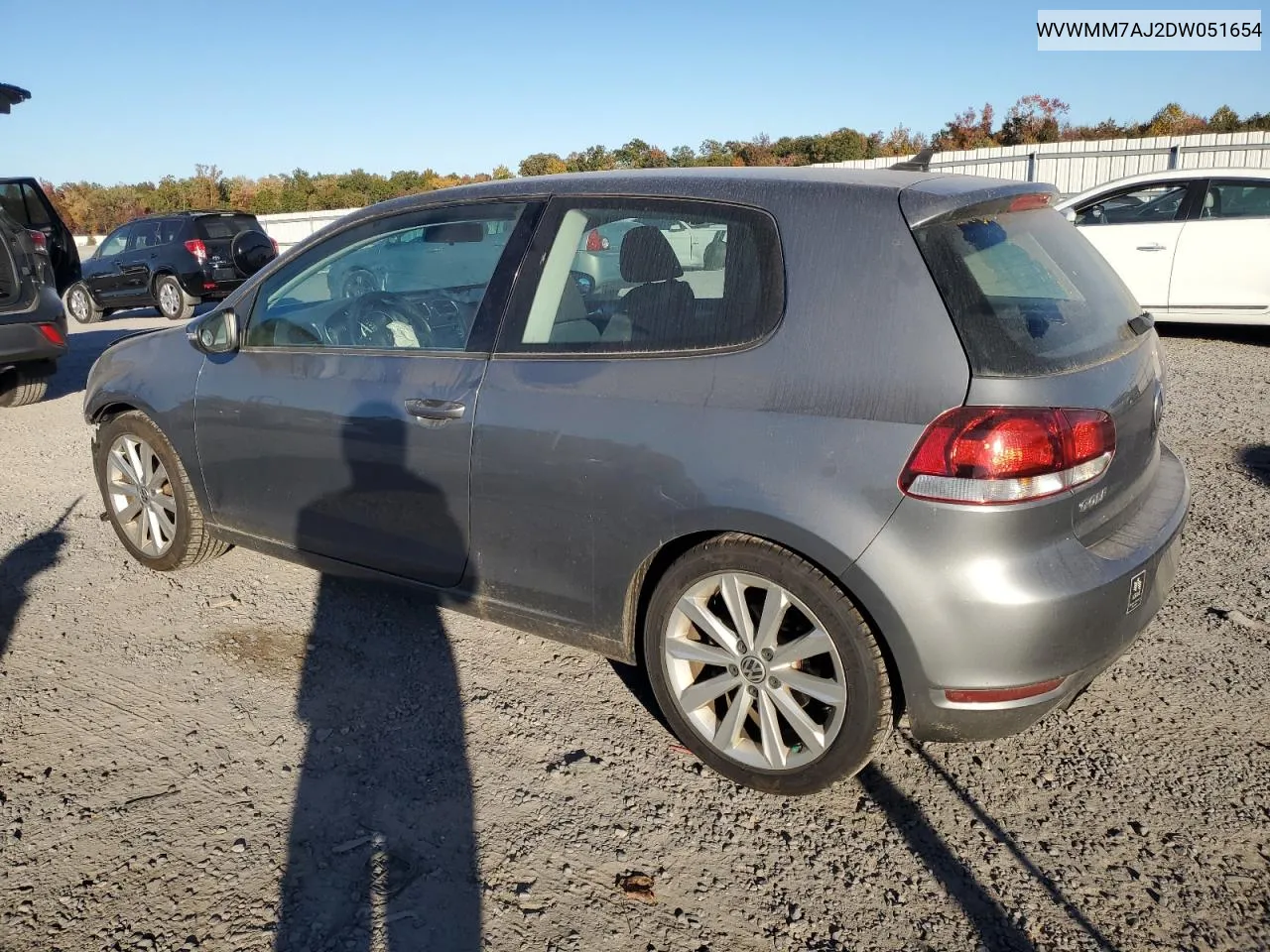 2013 Volkswagen Golf VIN: WVWMM7AJ2DW051654 Lot: 77585324