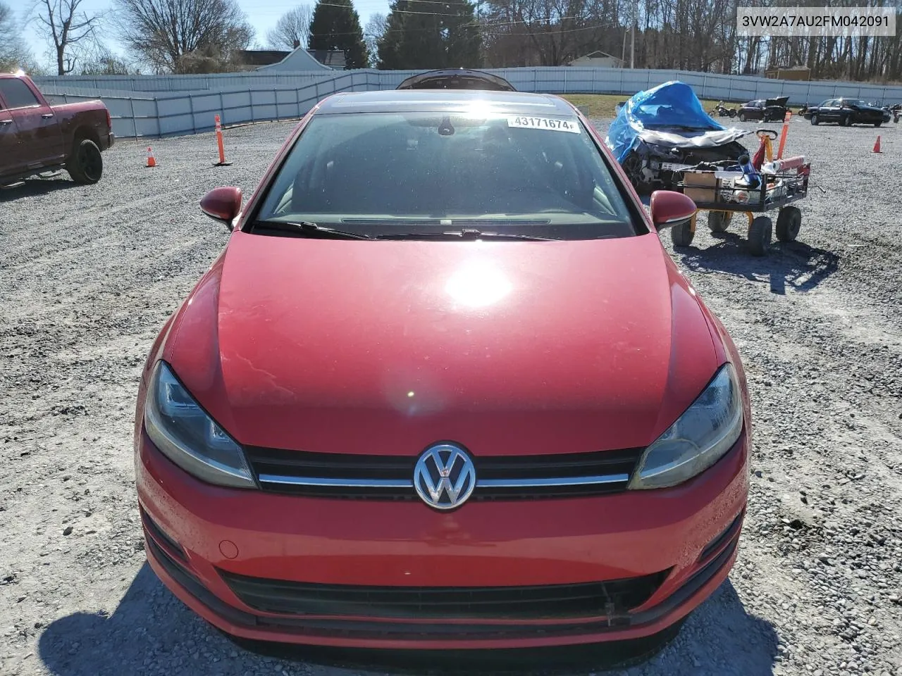 2015 Volkswagen Golf Tdi VIN: 3VW2A7AU2FM042091 Lot: 43171674