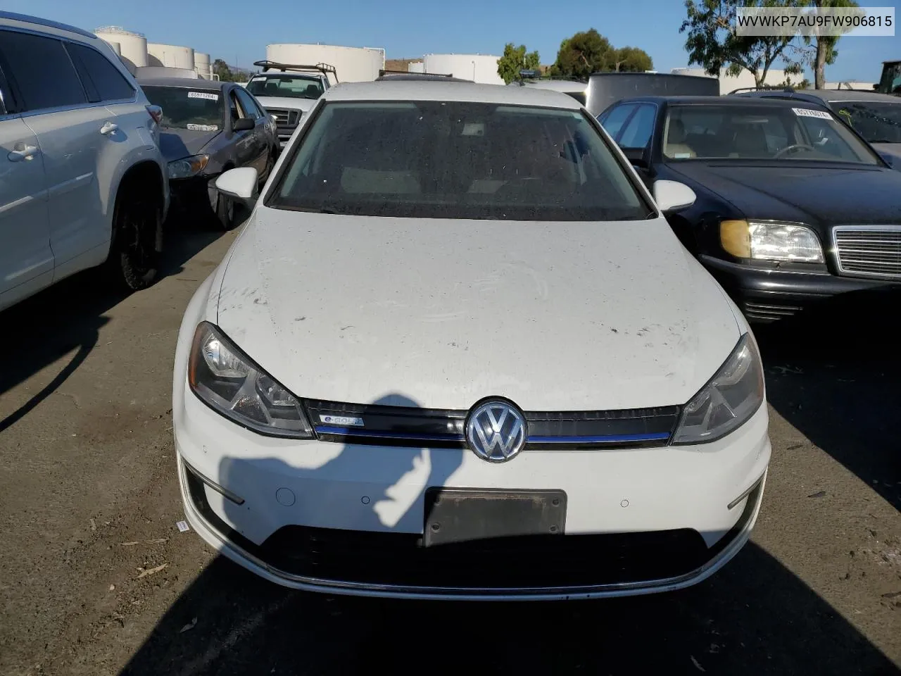 2015 Volkswagen E-Golf Limited VIN: WVWKP7AU9FW906815 Lot: 65850494