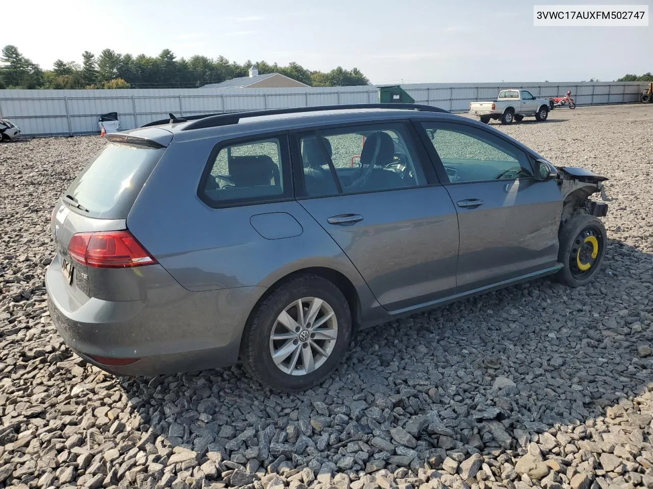 2015 Volkswagen Golf Sportwagen S VIN: 3VWC17AUXFM502747 Lot: 70892584