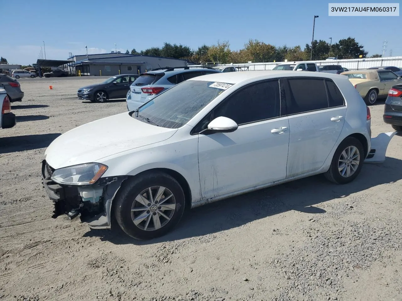 2015 Volkswagen Golf VIN: 3VW217AU4FM060317 Lot: 73597474