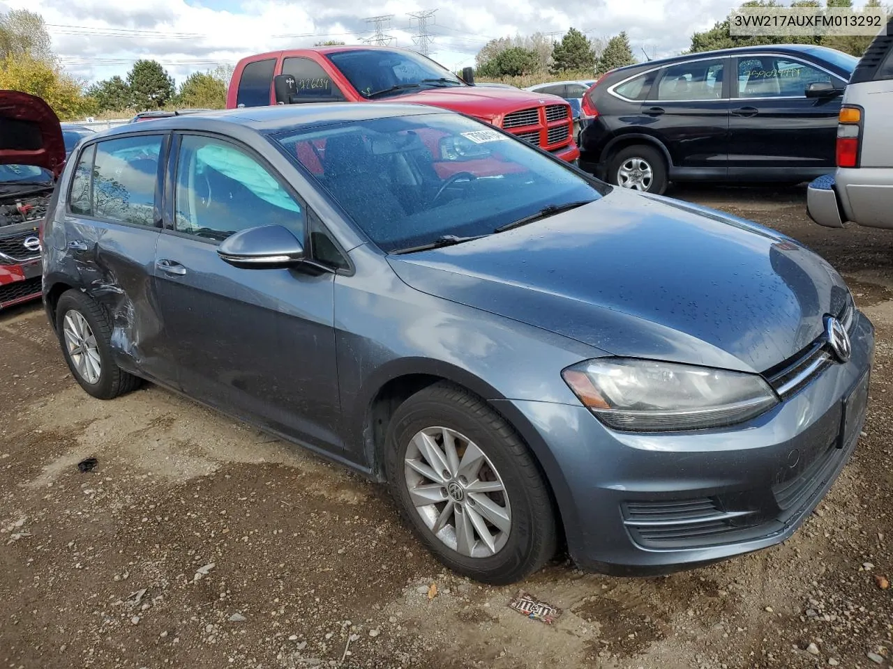 2015 Volkswagen Golf VIN: 3VW217AUXFM013292 Lot: 75084194