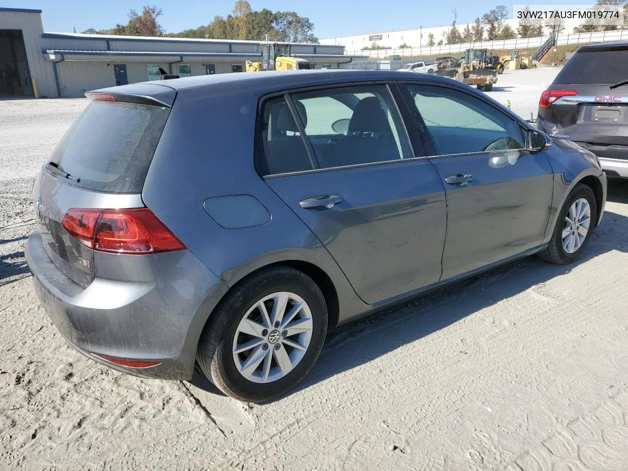 2015 Volkswagen Golf VIN: 3VW217AU3FM019774 Lot: 77407854