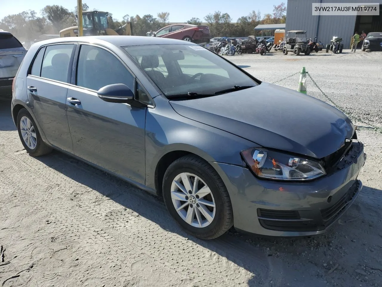 2015 Volkswagen Golf VIN: 3VW217AU3FM019774 Lot: 77407854