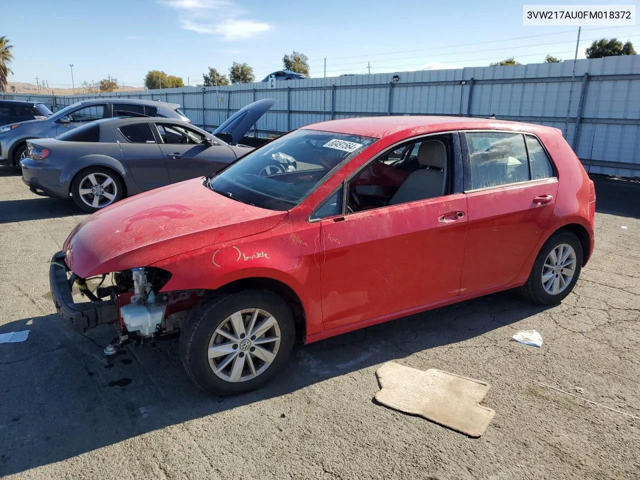 2015 Volkswagen Golf VIN: 3VW217AU0FM018372 Lot: 80491564