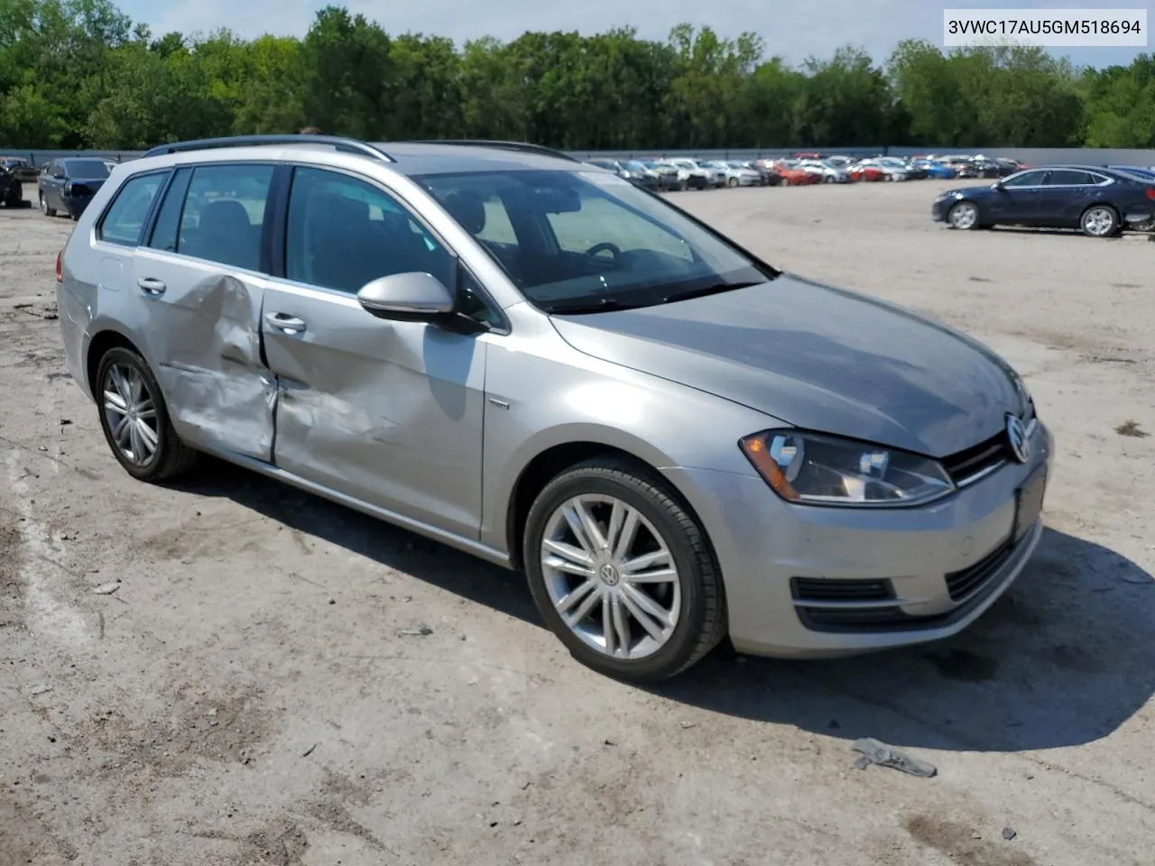 2016 Volkswagen Golf Sportwagen S VIN: 3VWC17AU5GM518694 Lot: 52217584