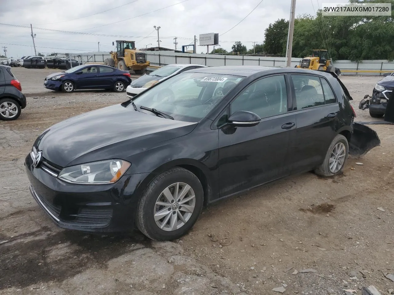 3VW217AUXGM017280 2016 Volkswagen Golf S/Se