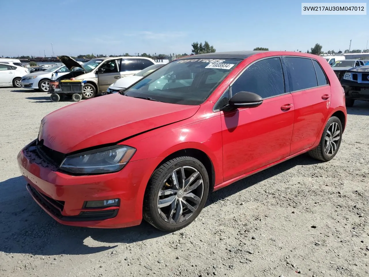 2016 Volkswagen Golf S/Se VIN: 3VW217AU3GM047012 Lot: 71888934