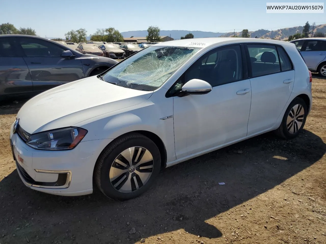 2016 Volkswagen E-Golf Se VIN: WVWKP7AU2GW915079 Lot: 72392024