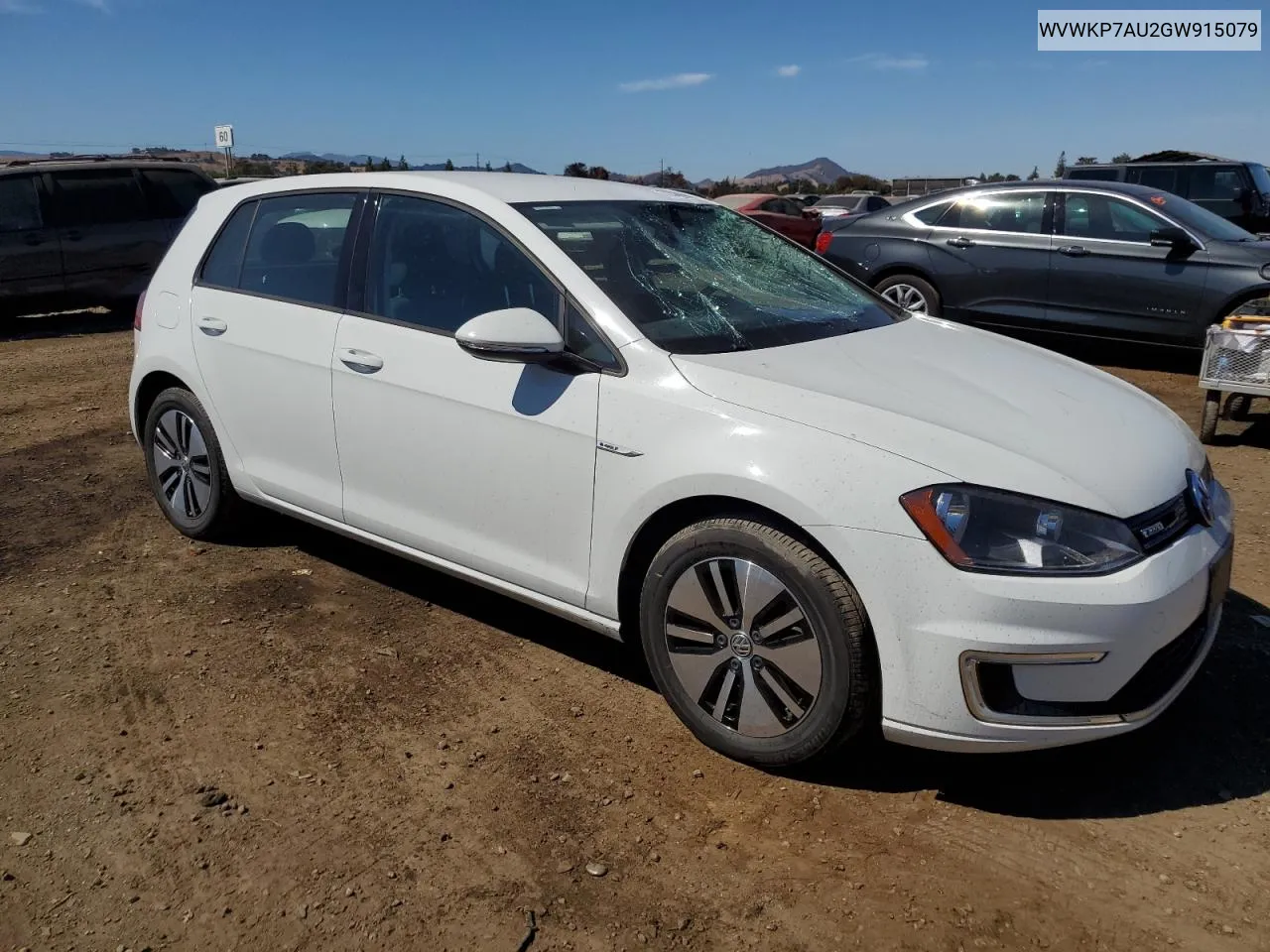 2016 Volkswagen E-Golf Se VIN: WVWKP7AU2GW915079 Lot: 72392024