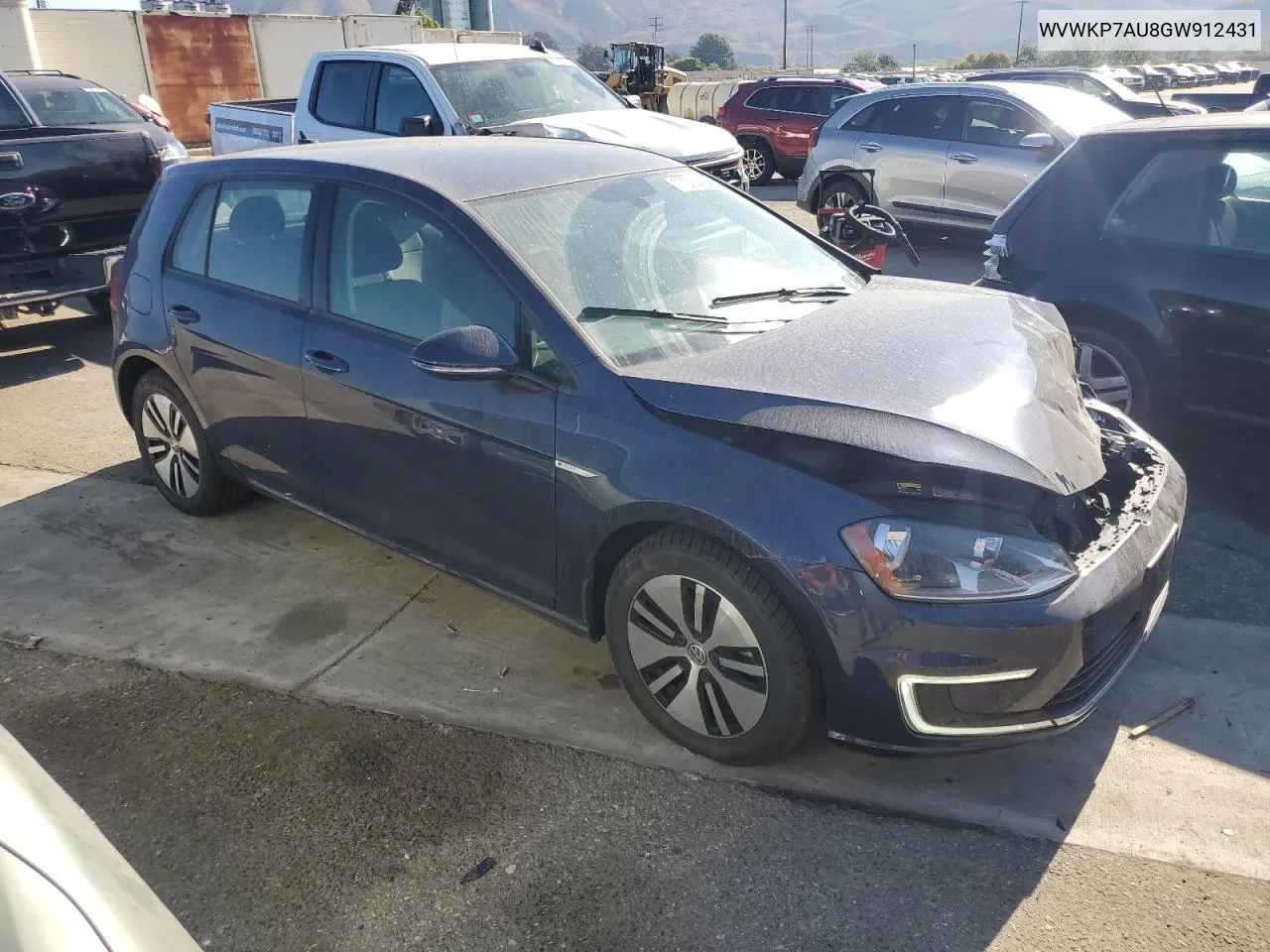 2016 Volkswagen E-Golf Se VIN: WVWKP7AU8GW912431 Lot: 73326414