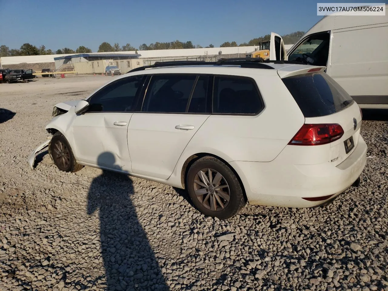 2016 Volkswagen Golf Sportwagen S VIN: 3VWC17AU7GM506224 Lot: 76028014