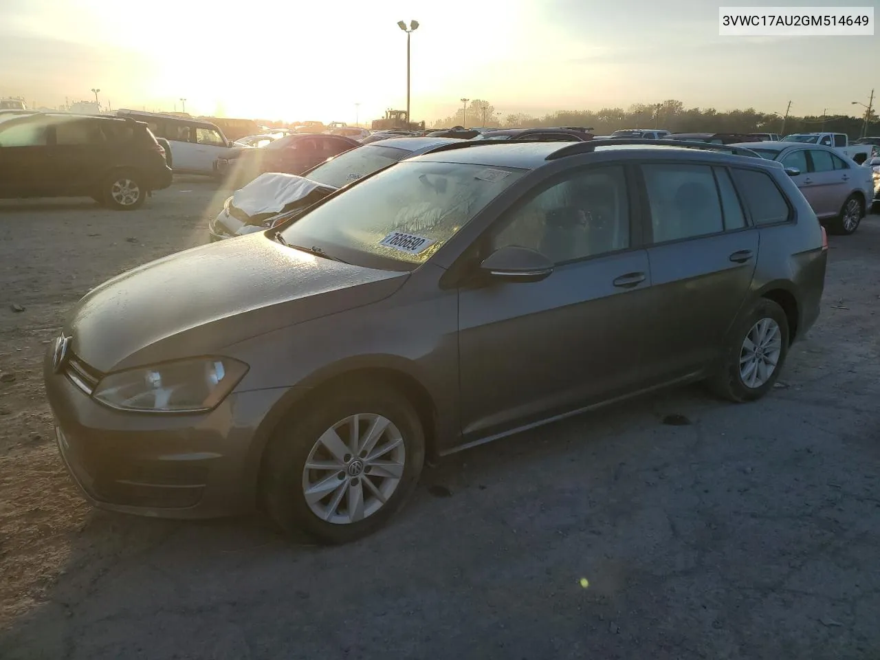 2016 Volkswagen Golf Sportwagen S VIN: 3VWC17AU2GM514649 Lot: 76866904