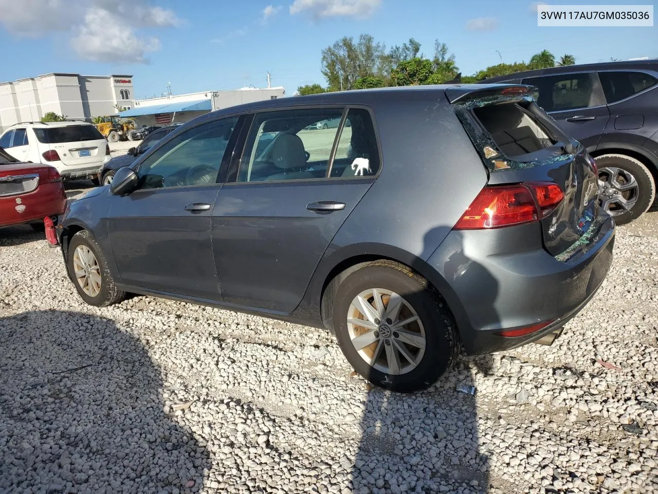 2016 Volkswagen Golf S VIN: 3VW117AU7GM035036 Lot: 77120974