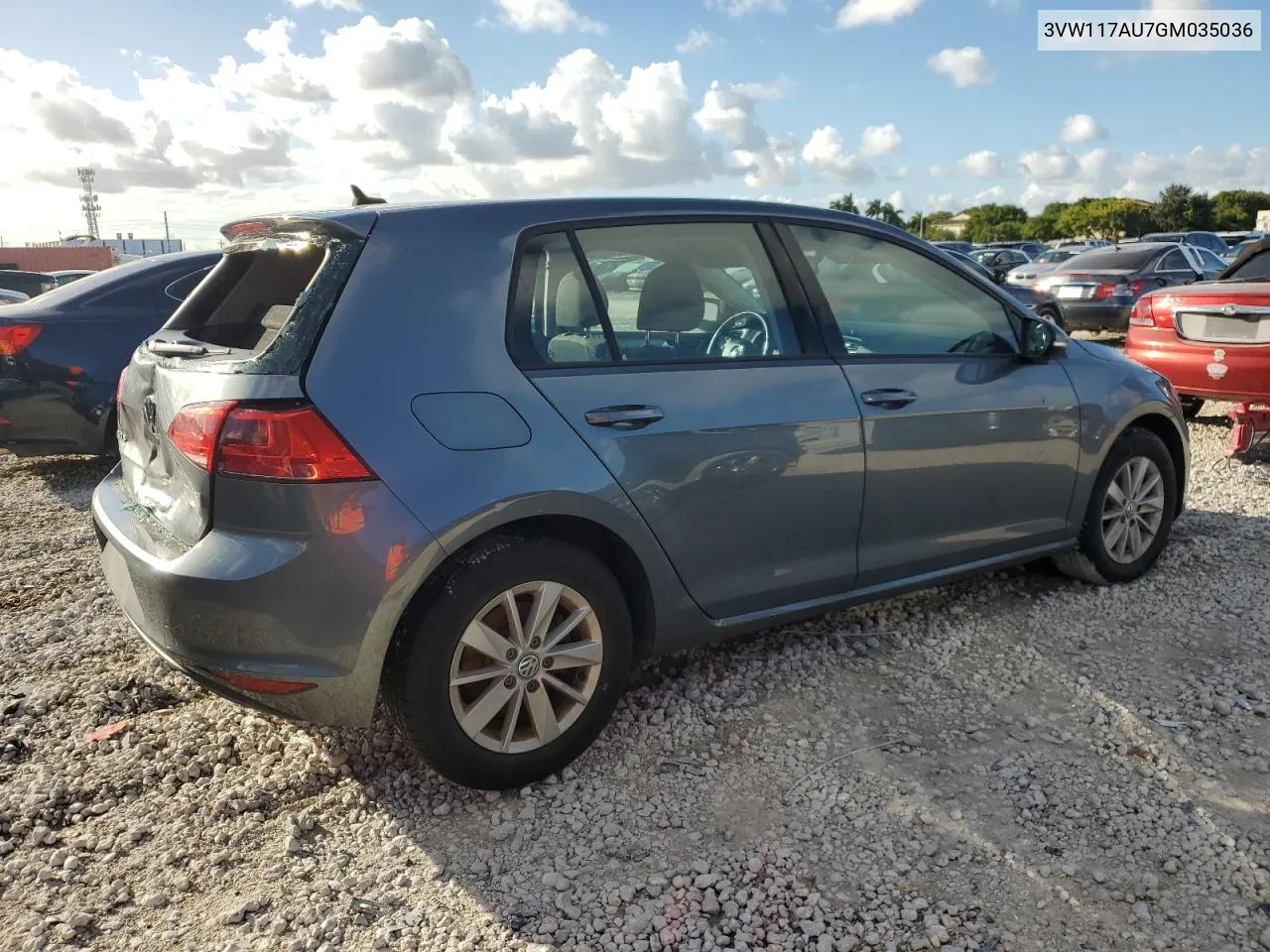 2016 Volkswagen Golf S VIN: 3VW117AU7GM035036 Lot: 77120974