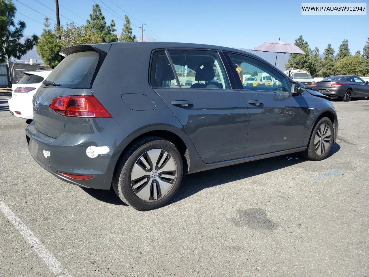 2016 Volkswagen E-Golf Se VIN: WVWKP7AU4GW902947 Lot: 77708484