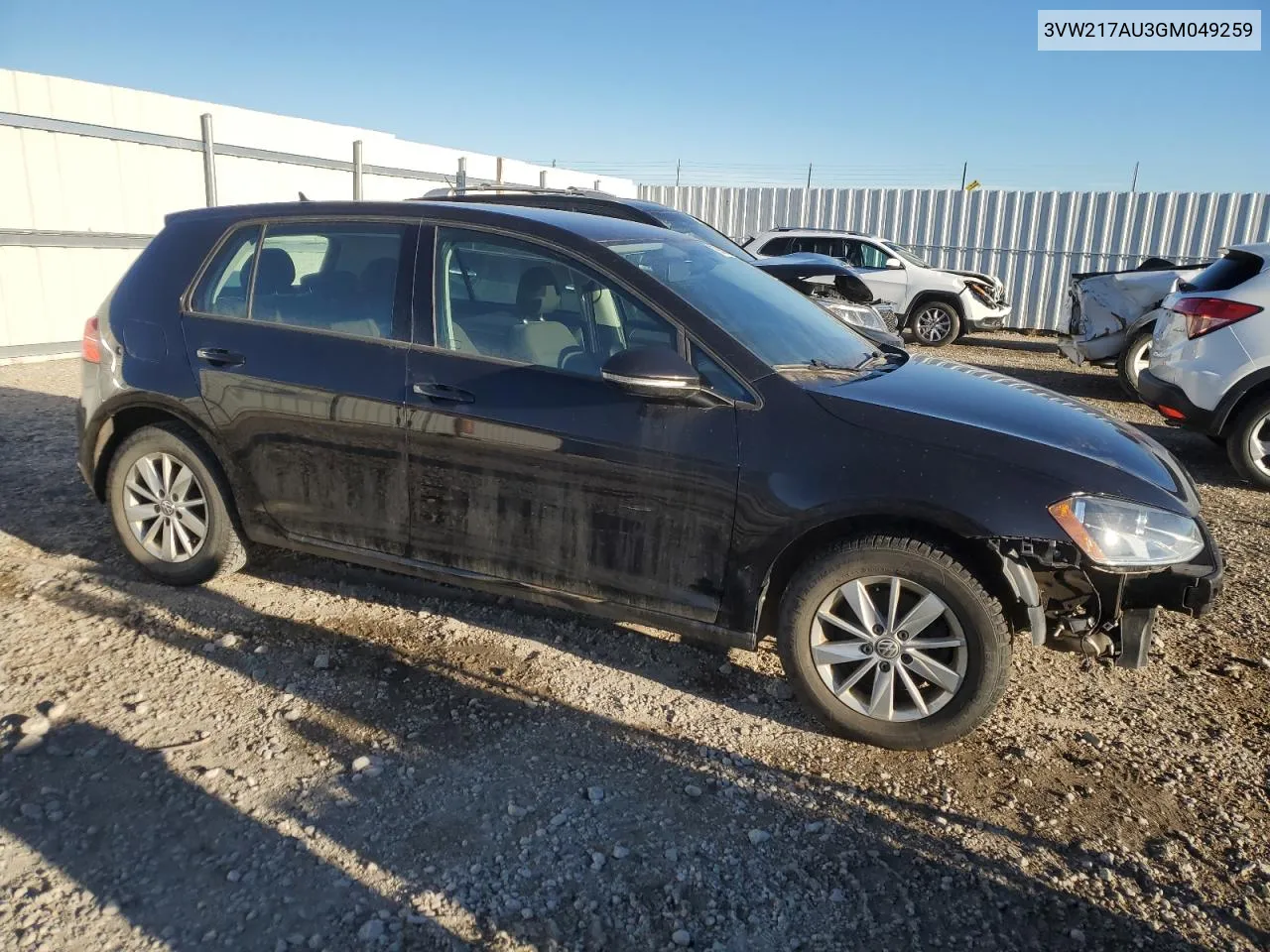 2016 Volkswagen Golf S/Se VIN: 3VW217AU3GM049259 Lot: 79438474