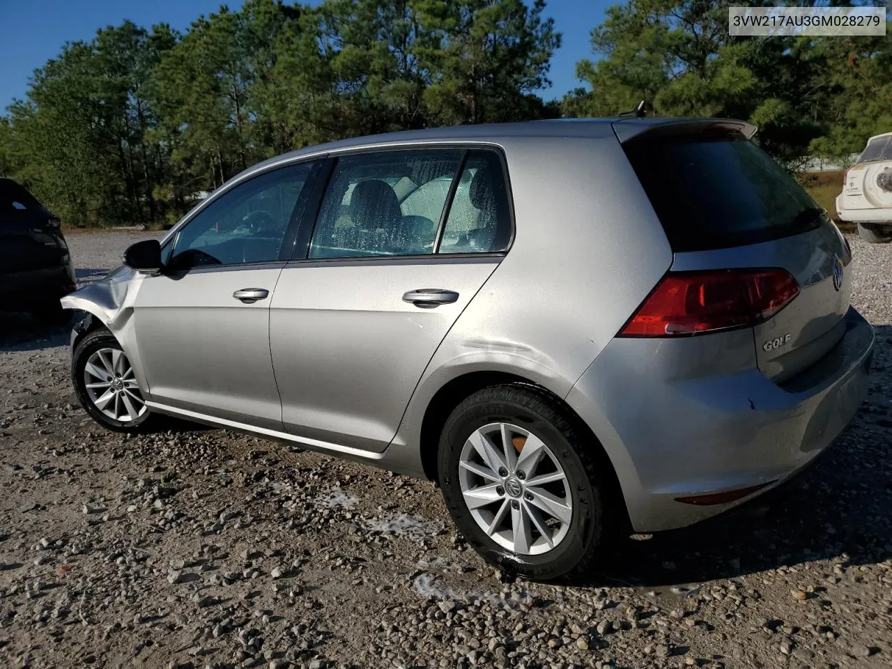 2016 Volkswagen Golf S/Se VIN: 3VW217AU3GM028279 Lot: 79497284