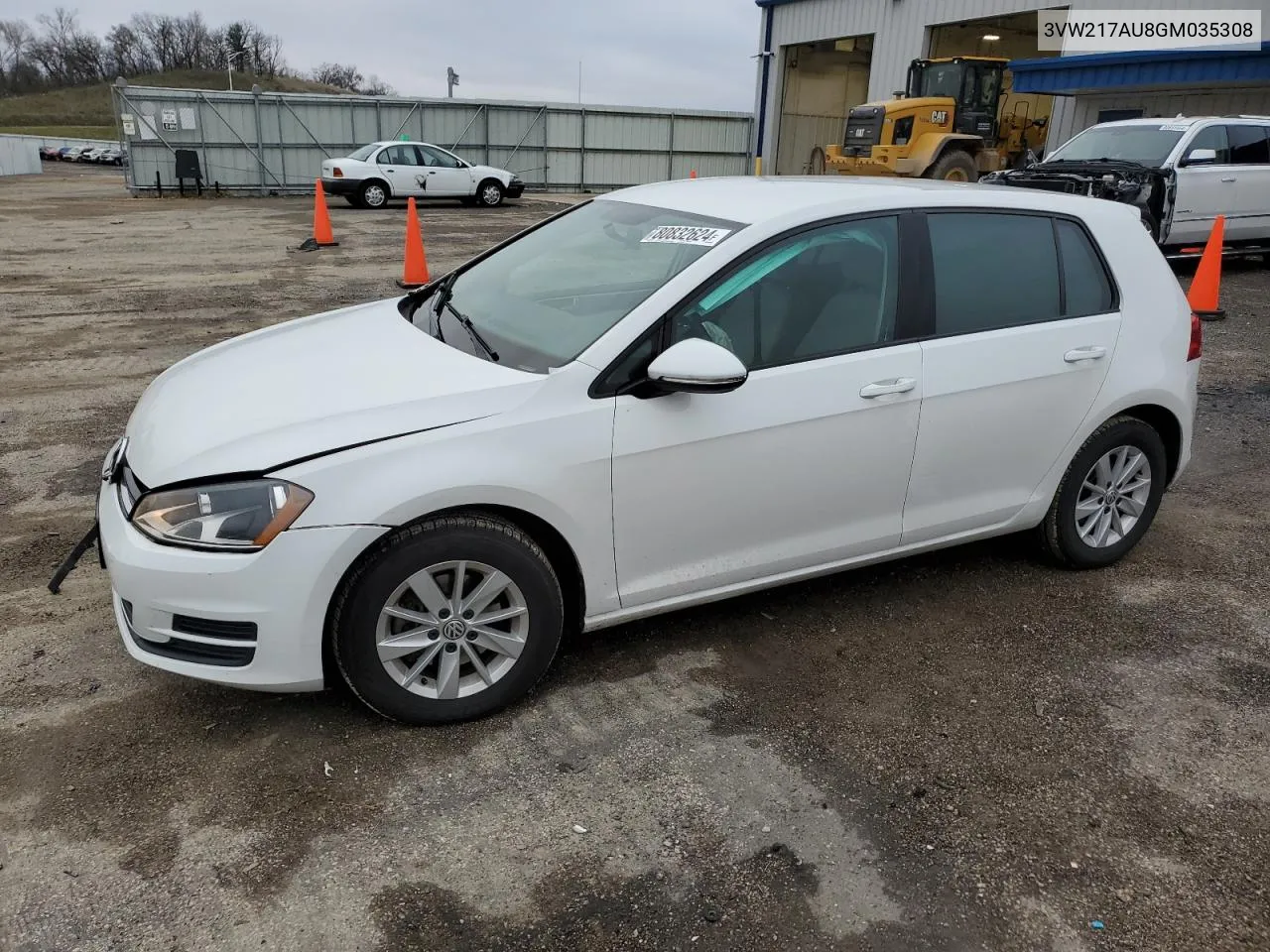 2016 Volkswagen Golf S/Se VIN: 3VW217AU8GM035308 Lot: 80832624