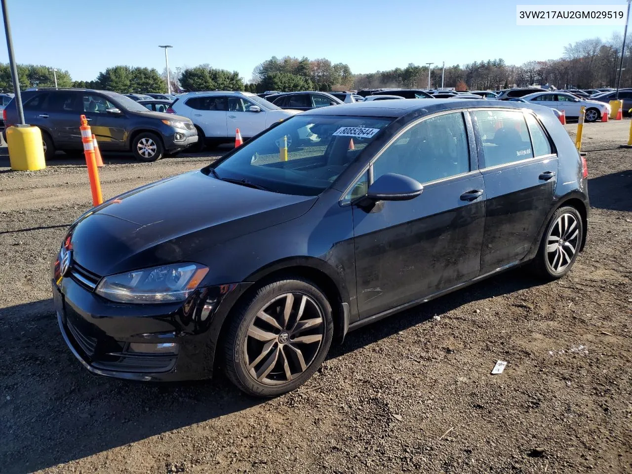 2016 Volkswagen Golf S/Se VIN: 3VW217AU2GM029519 Lot: 80852644