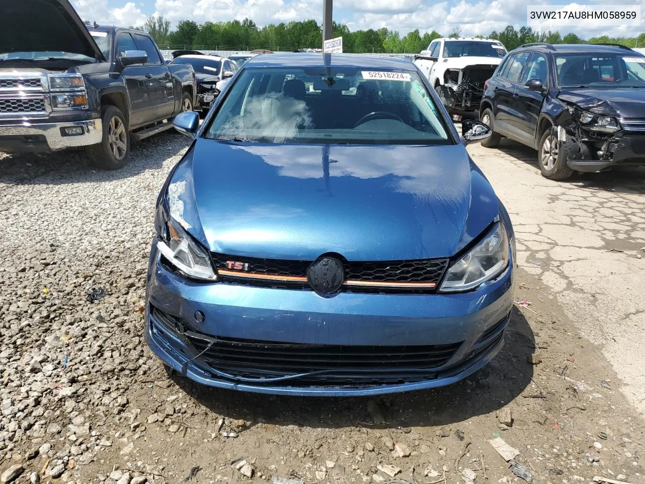 2017 Volkswagen Golf S VIN: 3VW217AU8HM058959 Lot: 52518224