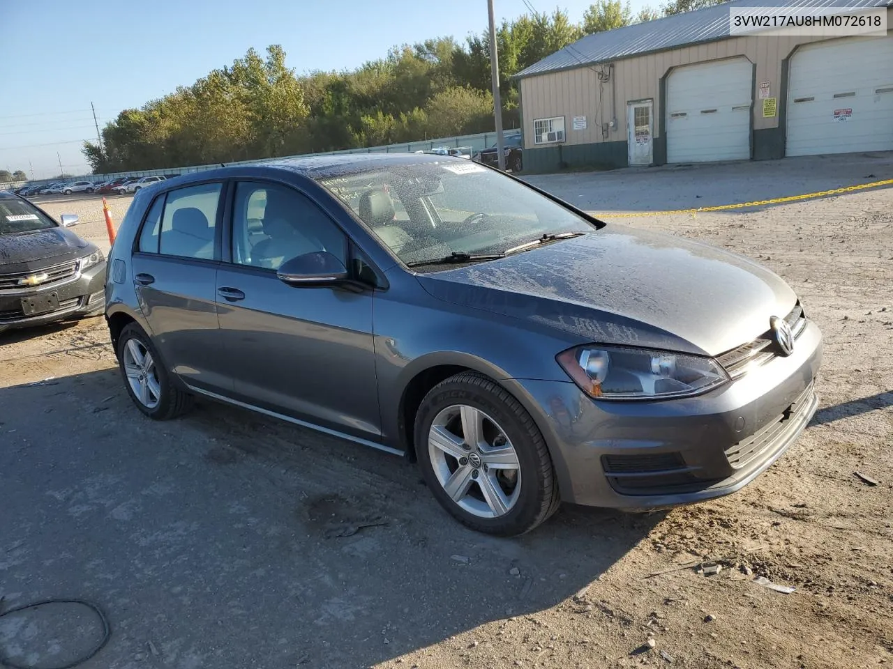 2017 Volkswagen Golf S VIN: 3VW217AU8HM072618 Lot: 72826334