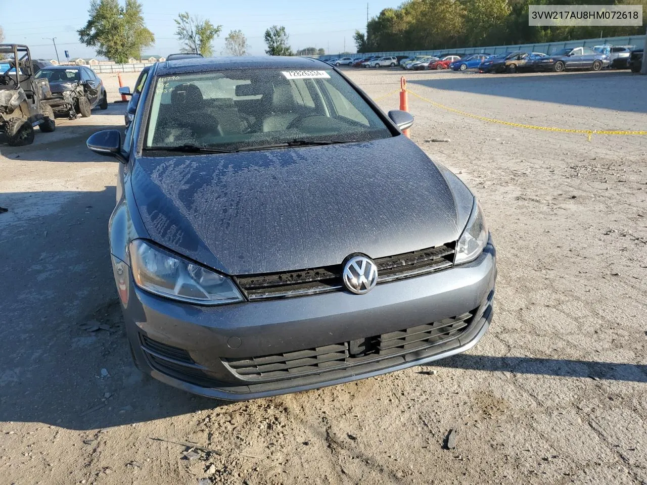 2017 Volkswagen Golf S VIN: 3VW217AU8HM072618 Lot: 72826334