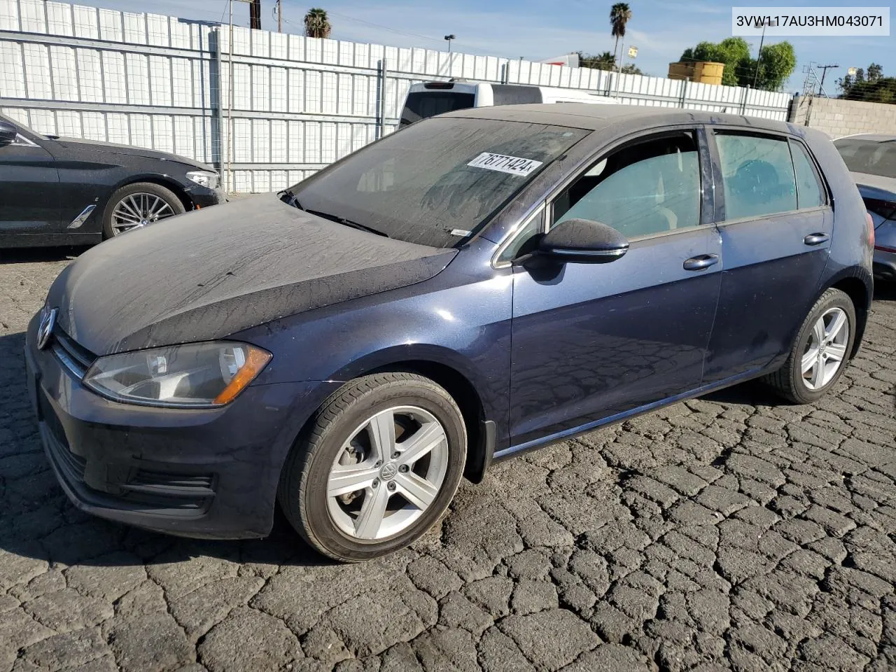 2017 Volkswagen Golf S VIN: 3VW117AU3HM043071 Lot: 76771424