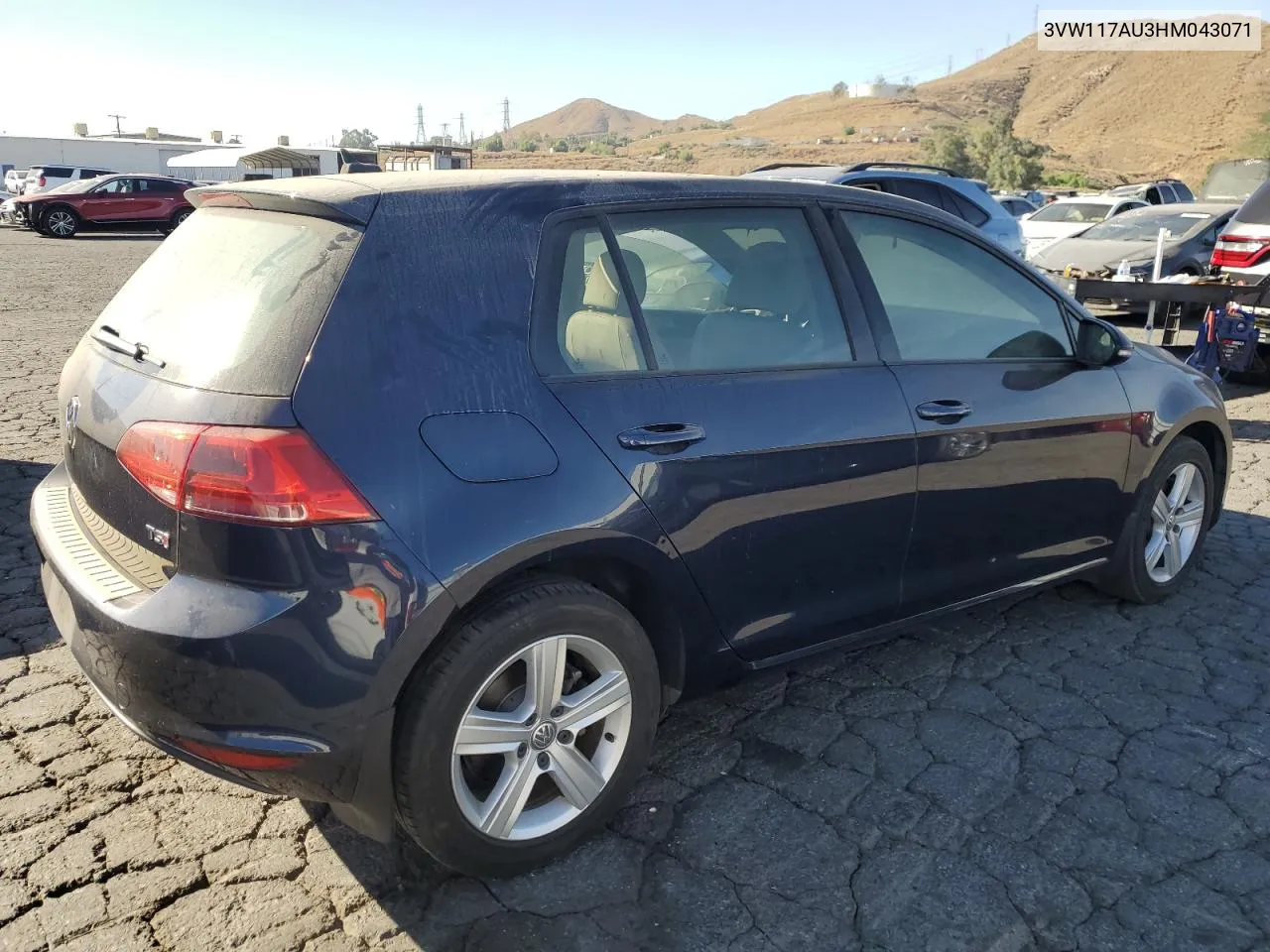 2017 Volkswagen Golf S VIN: 3VW117AU3HM043071 Lot: 76771424