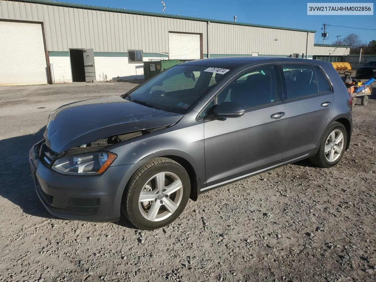 2017 Volkswagen Golf S VIN: 3VW217AU4HM002856 Lot: 77574074