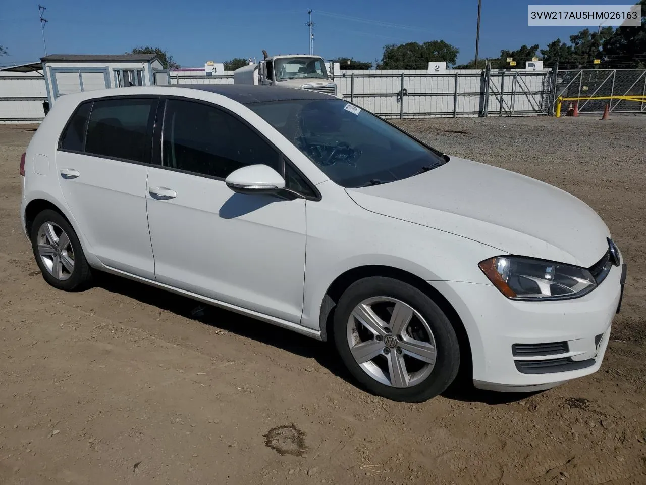 2017 Volkswagen Golf S VIN: 3VW217AU5HM026163 Lot: 77704204