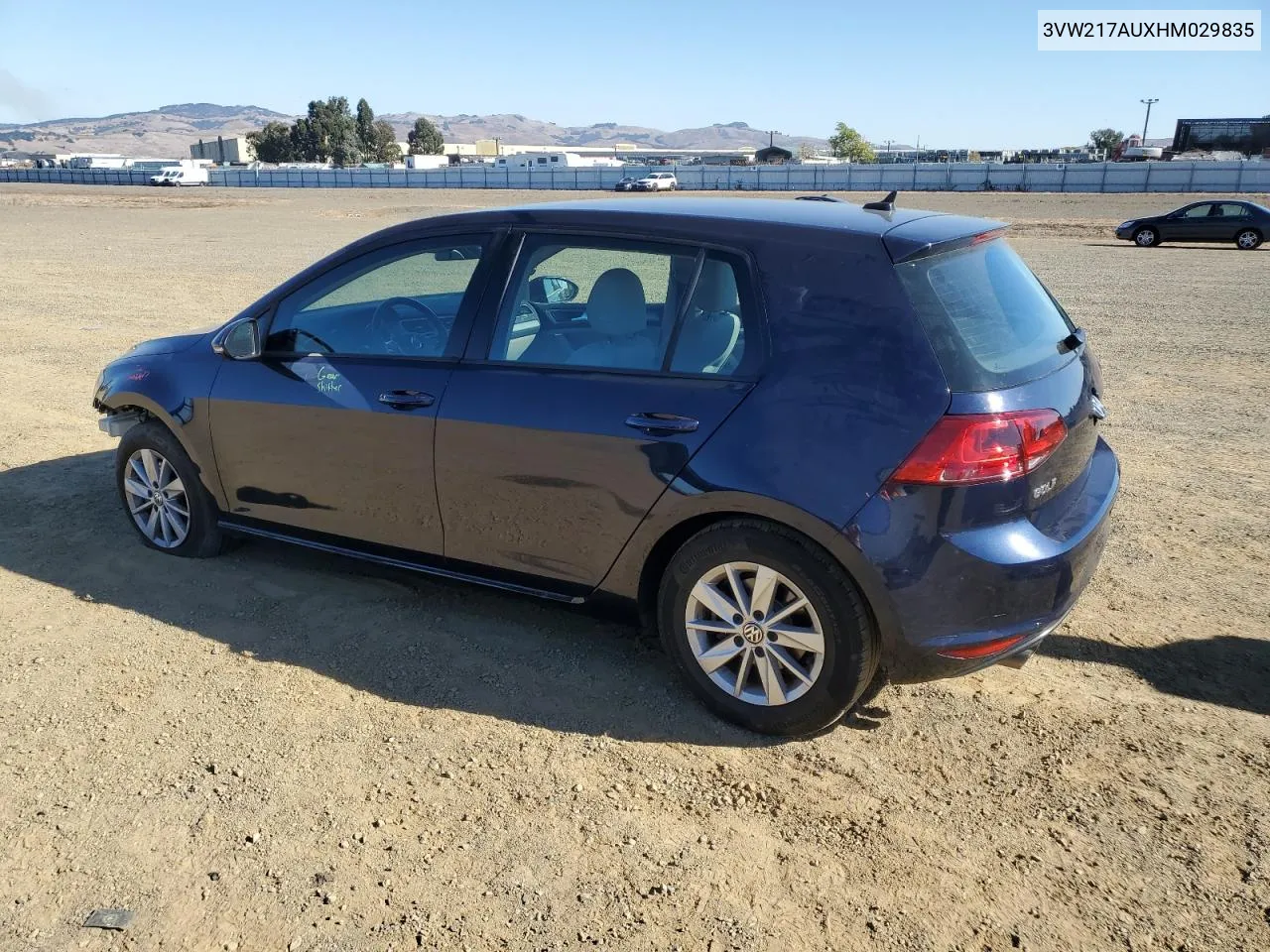 2017 Volkswagen Golf S VIN: 3VW217AUXHM029835 Lot: 80097494