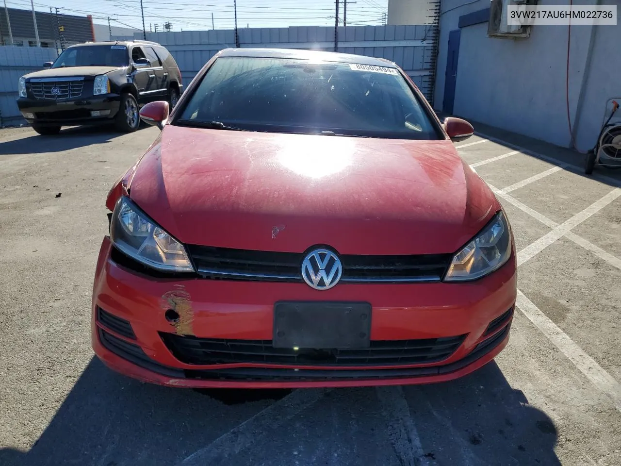 2017 Volkswagen Golf S VIN: 3VW217AU6HM022736 Lot: 80505494